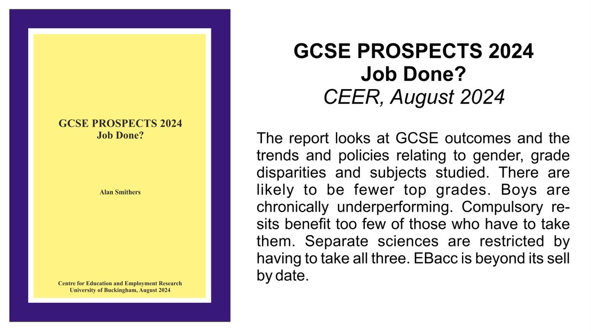 CEER's annual look at the prospects for GCSE results is available to download from its website: alansmithers.com