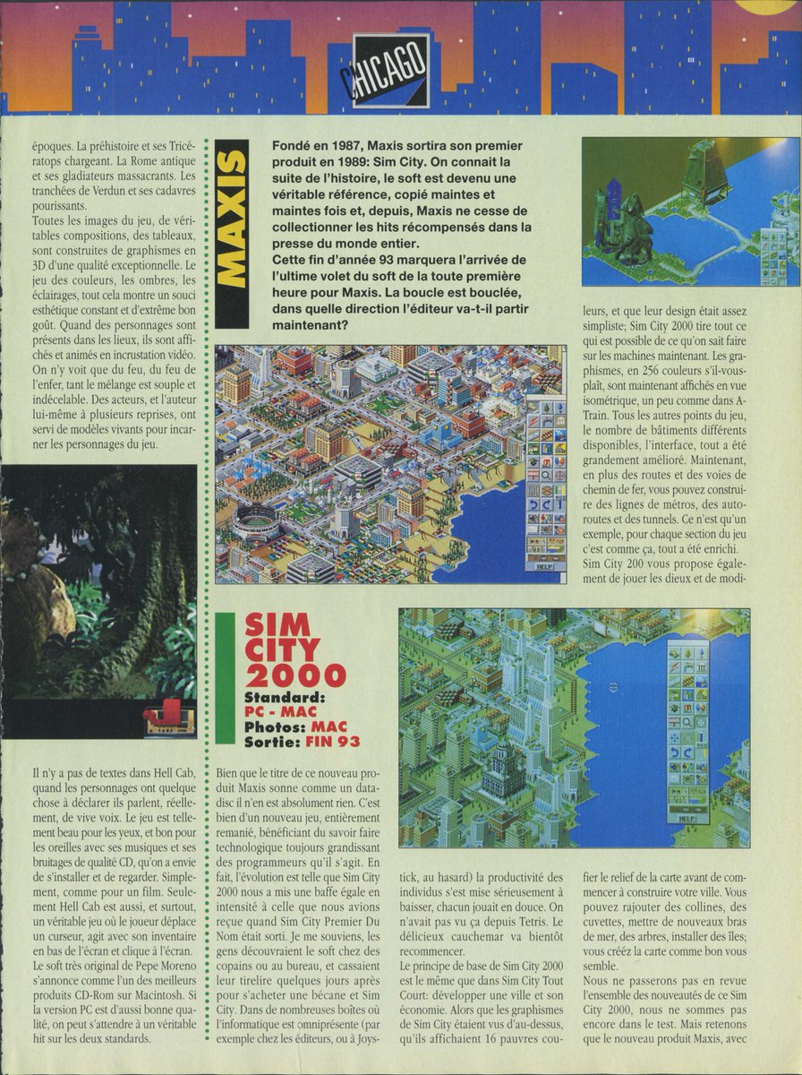 AllmightoFranky's tweet photo. On continue toujours à Chicago avec #IndyCarRacing sur #PC,#ReadySoft qui nous sort #DragonsLair sur #PC et #CDrom!#TimeWarner et son #HellCab et #Maxis avec #SimCity2000 pour #PC et #Mac!! 2/5 https://t.co/Gifw3ti3sI