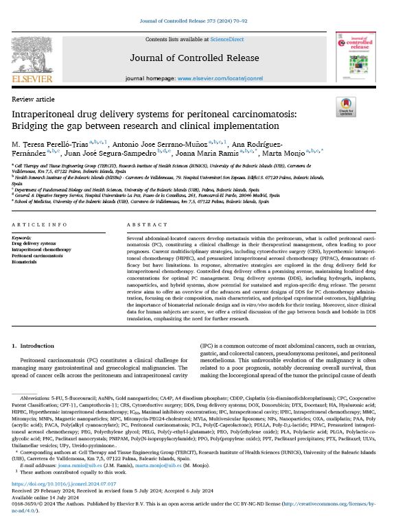 docusalut's tweet photo. Nou article a #Docusalut: Intraperitoneal drug delivery systems for peritoneal carcinomatosis: Bridging the gap between research and clinical implementation https://t.co/7oeT4QOoVm @idisbaib @TERCIT_group @MartaMonjo @joana_ramis @SeguraJuanJ #PublicaSalutIB https://t.co/v76appItqR