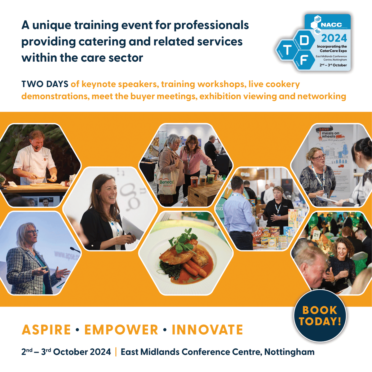 NACCCaterCare's tweet photo. Aspire 🟠 Empower 🟠 Innovate
This year's programme is LIVE!
Have you seen? 👇👇
https://t.co/mX1gnFy4z9
#NACC2024 #TrainingandDevelopmentForum #Aspire #Empower #Innovate #TrainingForum https://t.co/AVqu5Lb305