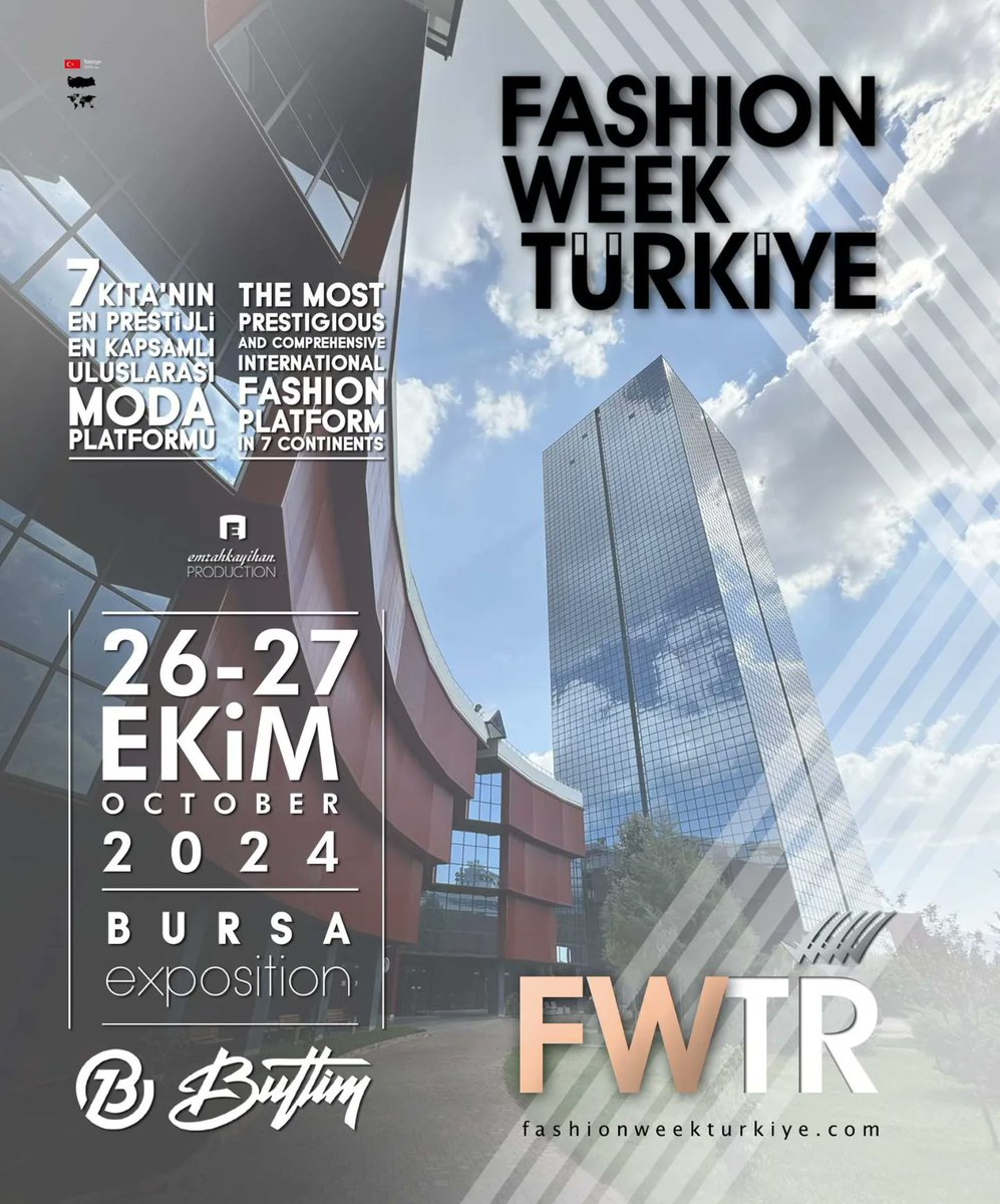 buttimyonetim1's tweet photo. Tasarımcı ve markaların yeni koleksiyonlarını sergileyecekleri moda organizasyonu Fashion Week Türkiye, 26-27 Ekim tarihlerinde Bursa Uluslararası Tekstil Ticaret Merkezi (BUTTİM) ev sahipliğinde gerçekleştirilecektir. https://t.co/tNjgKCaTsT