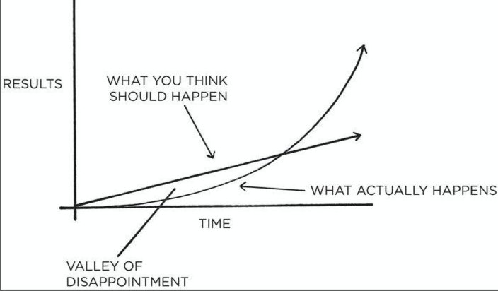 iAmarjeetKumar's tweet photo. The Valley of Disappointment and 99.99% of us QUIT here.

We have to understand the difference between What we think should happen vs what actually happens.
#hardwork #efforts #results #success https://t.co/HvhzRpdwaZ