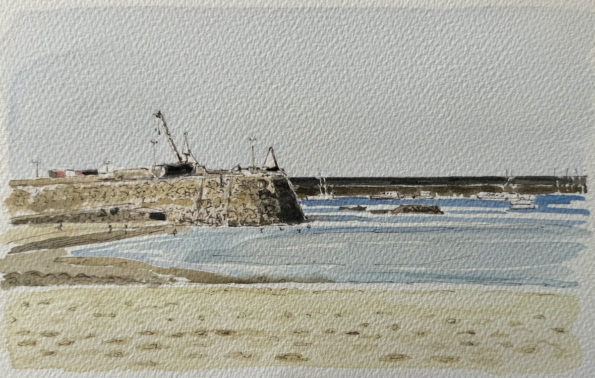#Alderney sketch, Braye beach looking toward Douglas Quay. #ChannelIslands