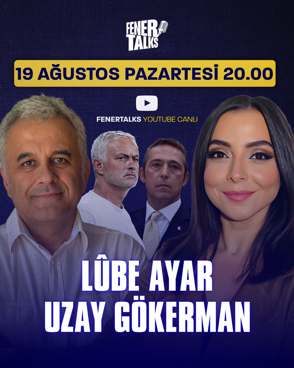 🗣️Gazeteci - Yazar Lûbe Ayar ve Uzay Gökerman’in kıymetli yorumlarıyla “FenerTalks Özel” programı, 19 Ağustos Pazartesi günü saat 20.00’de canlı yayında sizinle buluşuyor🔥

💥İzmir’deki çirkin saldırının amacı ne?

💭Ali Koç ve Fenerbahçe bundan sonra ne yapmalı?

⚡️Jose