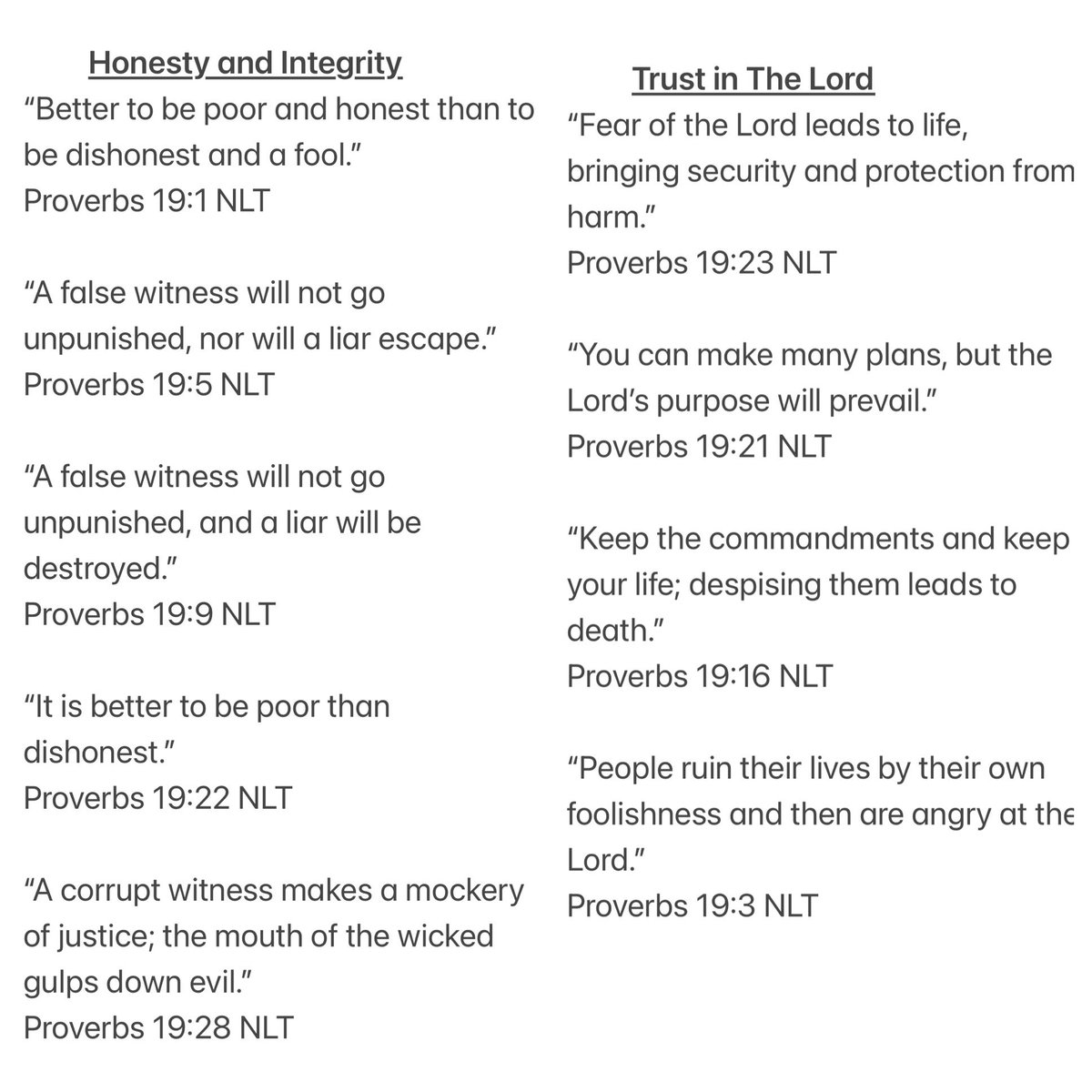 TonyDungy's tweet photo. Proverbs Chapter 19 highlights two character traits that are essential in the Christian life—integrity & absolute commitment to following The Lord. The two go hand in hand because if we really want to honor God and follow His rules we have to be honest in our every day actions. If we fear God more than we fear man or worldly consequences we will be honest and upright in ALL we do. Integrity is not a “sometimes” thing—we either have it or we don’t.