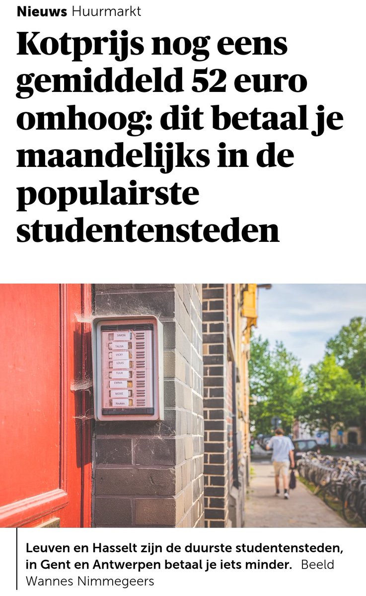 Gemiddeld 507€ per maand voor een kot in Vlaanderen. In Leuven zelfs duurder dan dat. Studeren wordt meer en meer enkel iets voor de rijken😔