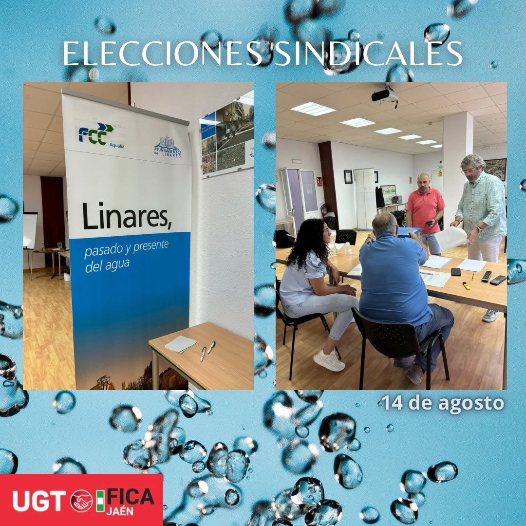 ugtficajaen's tweet photo. 🔴Los trabajadores de FCC AQUALIA (Linares) siguen apostando una vez más por UGT, obteniendo los tres delgados en las elecciones sindicales realizadas el pasado 14 de agosto.
Gracias por la confianza.
#ugt #ugtandalucía #ficaugt #ficaugtandalucia #ugtjaen https://t.co/HsOe3Y4HUw