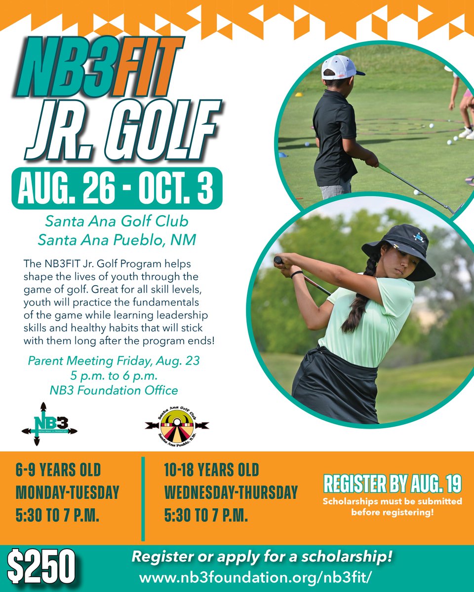 NB3Foundation's tweet image. 🚨Last day to register for fall programs 🚨
Don't miss out, register your youth for #NB3FIT Golf ⛳or #NB3FITXC 🏃by the end of the day!

Visit➡️ nb3foundation.org/nb3fit/
#NB3F #HealthyKidsHealthyFutures