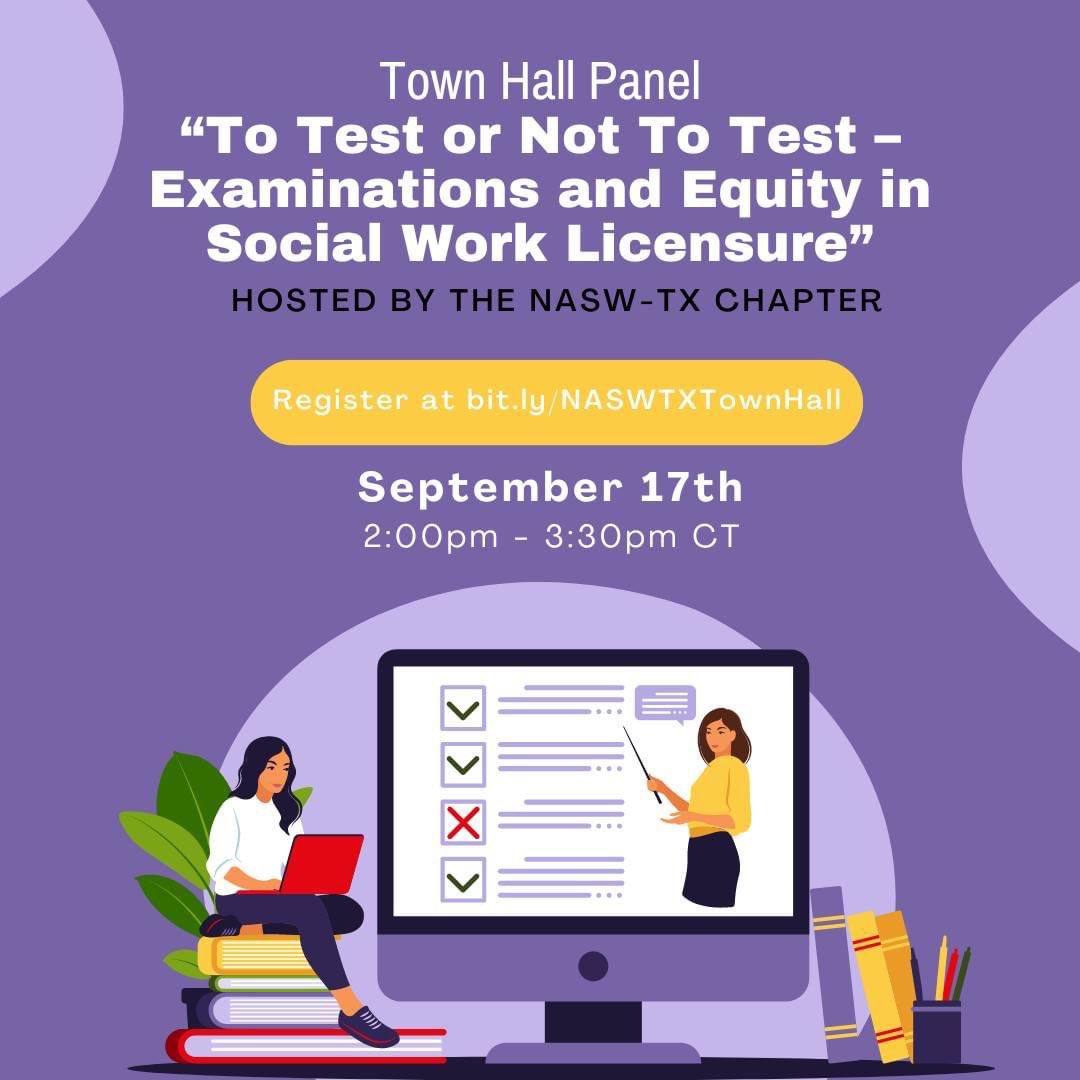 Join us for a discussion with NASW leaders from states that have recently passed legislation to eliminate or offer alternatives to the social work licensure exam. Register now at bit.ly/NASWTXTownHall.