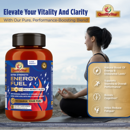 QualityStarvita's tweet image. Power through your day with QualityStar’s Energy Fuel! Boost your energy, stamina, and overall performance while reducing fatigue and enhancing cognition. 
#EnergyFuel #QualityStar #NaturalEnergy #StaminaBoost #Endurance #PerformanceEnhancement #CognitiveBoost #FatigueReduction