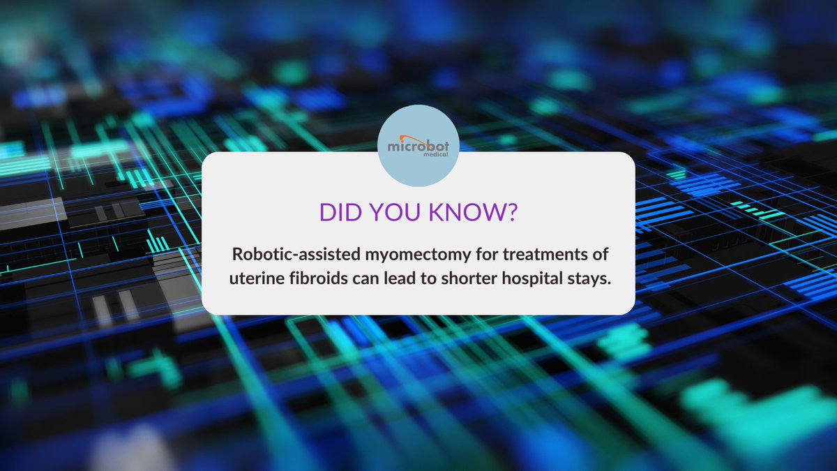 MicrobotMedical's tweet image. Did you know robotic-assisted #myomectomy for treatments of #uterinefibroids can lead to shorter hospital stays according to @HopkinsMedicine a leader in our field of #roboticsurgery. 
bit.ly/4dnkM6o.