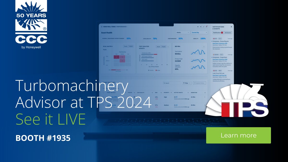 Tomorrow at TPS 2024, explore Turbomachinery Advisor in Honeywell’s APM platform. See how near-real-time insights boost compressor reliability. Visit Booth #1935 for a demo.

hubs.ly/Q02LHBSd0

#CCC #Compressor #Turbomachinery #HoneywellForge #TPS2024