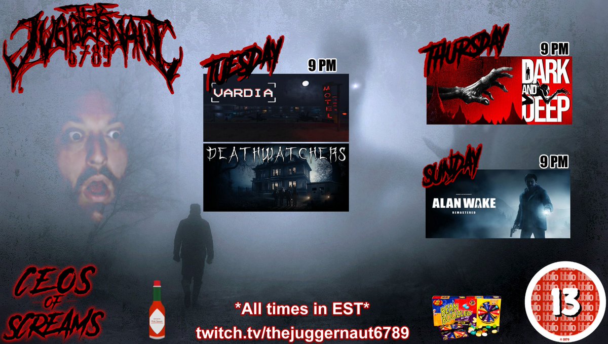 juggernaut6789's tweet photo. Schedule for this Week!
Tues - @2KEKGAMES #VARDIA and #SwainGames #Deathwatchers
Thur - @walterwoodsdev #DarkAndDeep
Sun - #AlanWakeReboot (DLC/Bonus Chapters)
Cya in chat! https://t.co/HHDcaMygJC