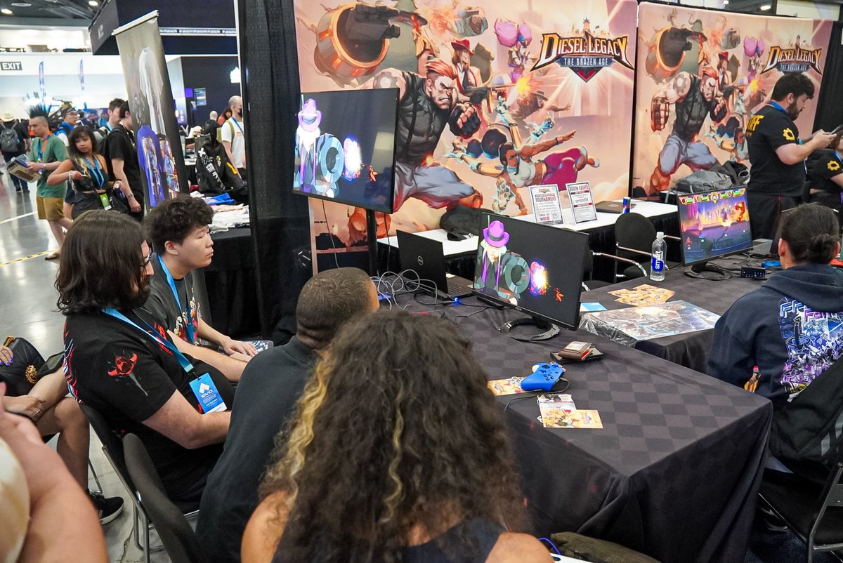 DynamikFocus's tweet image. We have pictures of @UchiGang making the rounds at #EVO2024. From chilling at the Capcom booth to playing Diesel Legacy, he was definitely doing some heavy content.

Also make sure to look up @TellemFGC for updates.