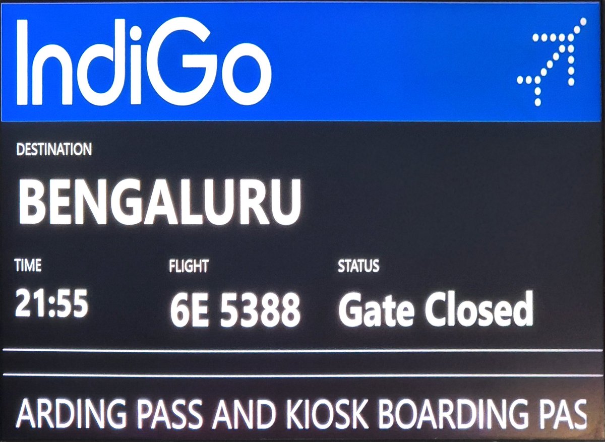 Waiting for boarding and the display reads gate closed. Nice way to cause anxiety. <a href="/IndiGo6E/">IndiGo</a> at Mumbai T1