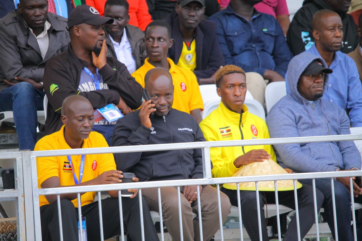 USSSAOnline's tweet photo. USSSA CEO Christopher Mugisha Banage, FEASSA President @MugishaJustus16, Amus College School Director Hon. Patrick Opolot Isiagi, Capacity Building National Coordinator Patrick Alfred Okanya watching the boys football game between Amus College and Musingu SS this evening.

#FEASSAGames2024
