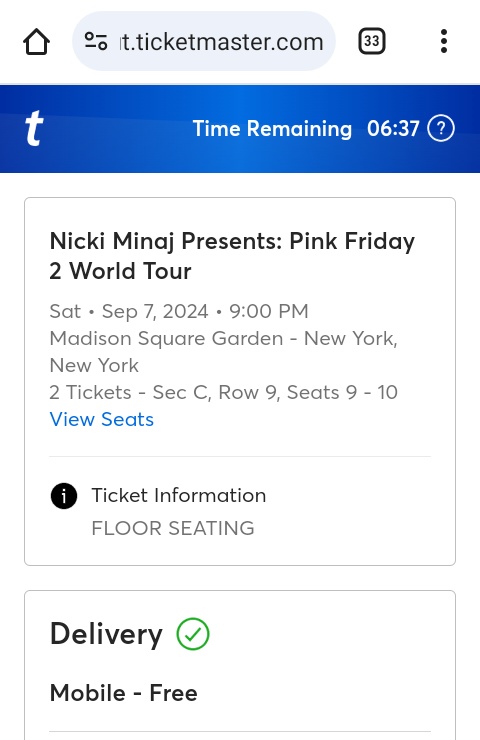 joshmarked's tweet photo. I'm Selling 2x Nicki Minaj Ticket: Pink Friday 2 World Tour 

Sat,  Sept 7 2024, 9:00pm 
Madison Square Garden
New York 

Sec C, Row 9, Seats 9 - 10

The Gag City Headquarters Package 

Floor Seating 

DM me if you're interested 

@NICKIMINAJ
#gagcityNewYork
#Nickiminajticket https://t.co/Aab6r99RT7