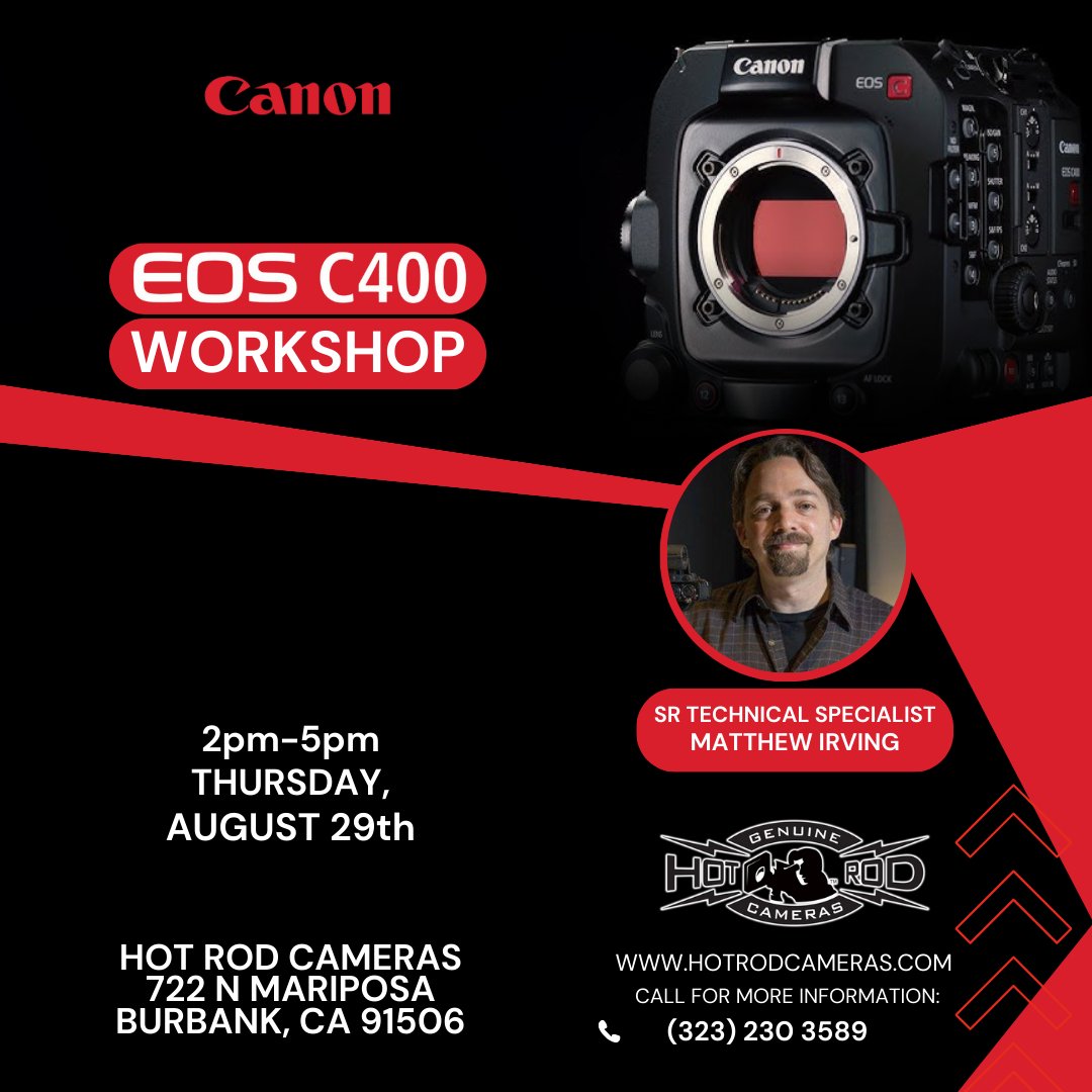 Stop by Hot Rod Cameras in Burbank, Thursday Aug 29th for the <a href="/CanonUSA/">CanonUSA</a> C400 Demo.  RSVP: tinyurl.com/hotrodc400