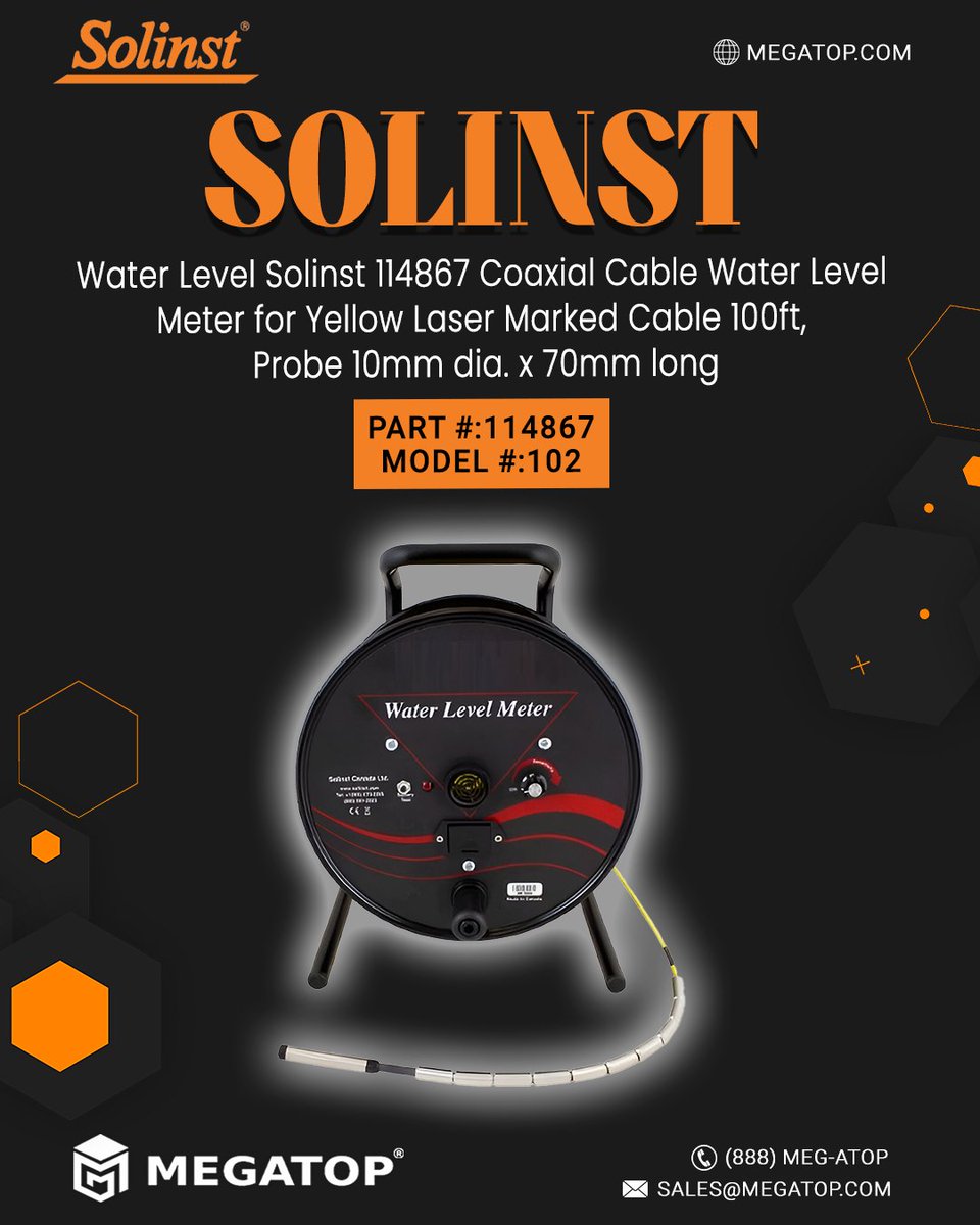 megatopcom's tweet image. Get precise groundwater measurements with the Solinst 114867 Water Level Meter, featuring a 10mm probe and 100ft laser-marked cable. 

Visit megatop.com for more details.

#WaterLevelMeter #Solinst #GroundwaterMonitoring