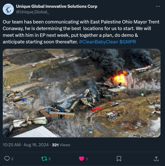 CrusaderStocks's tweet photo. $GMPR Results of hard work paying off, "Our team has been communicating with East Palestine Ohio Mayor Trent Conaway, he is determining the best locations for us to start." So much more to come.. #CleanBabyClean $GMPR"
https://t.co/azBuFmqNCf https://t.co/4U67ZuA1Qu