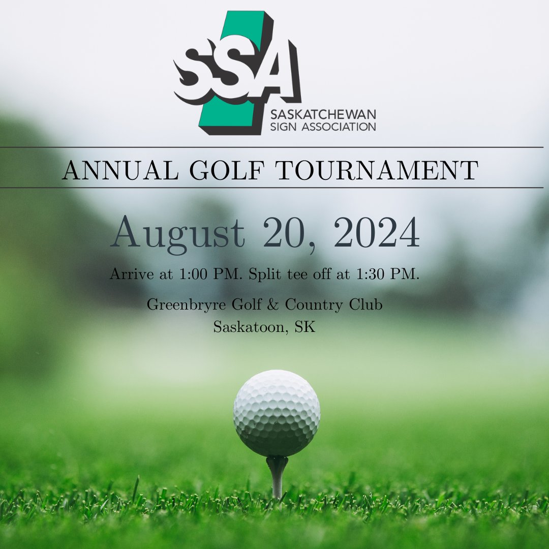 SSA_Signs's tweet image. ⛳️The Saskatchewan Sign Association Golf Tournament is tomorrow, and we couldn’t be more excited to see everyone on the course! ☀️The weather is shaping up to be perfect, so get ready for a fantastic day of golf, networking, and fun. See you all there!

#SSAGolf #GolfTournament