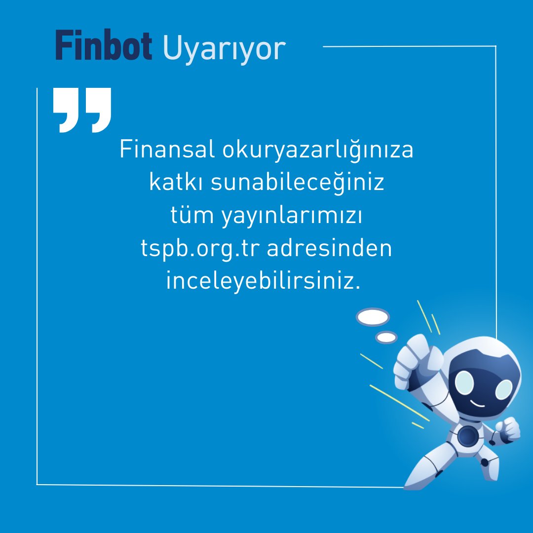 tspborgtr's tweet photo. Konularına göre makaleler, aylık, üç aylık, yıllık yayınlar, araştırma ve raporlar… Finansal okuryazarlığınıza katkı sunabileceğiniz tüm yayınlarımızı https://t.co/Nd8wu7kCga adresinden inceleyebilirsiniz.
#TSPB #TürkiyeSermayePiyasalarıBirliği #Finbot #finans #ekonomi #bilgi #yatırım