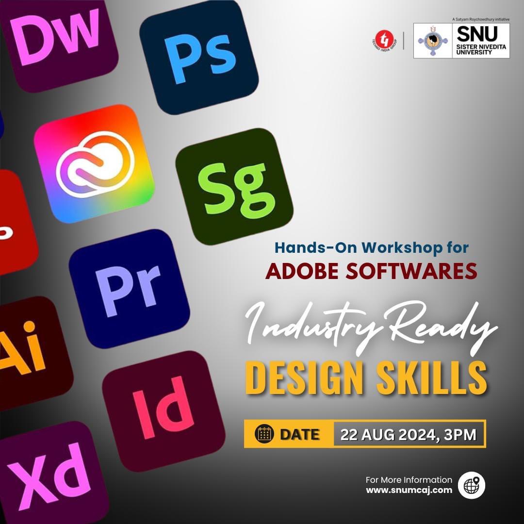snuindia's tweet image. 🎨✨ Get ready to boost your design skills! Join us for an immersive Hands-On Workshop on Adobe Software on August 22, 2024, at 3 PM. Perfect your craft and get industry-ready with expert guidance. Don’t miss out—see you there! 🚀👩‍🎨

#AdobeWorkshop #DesignSkills #industryready