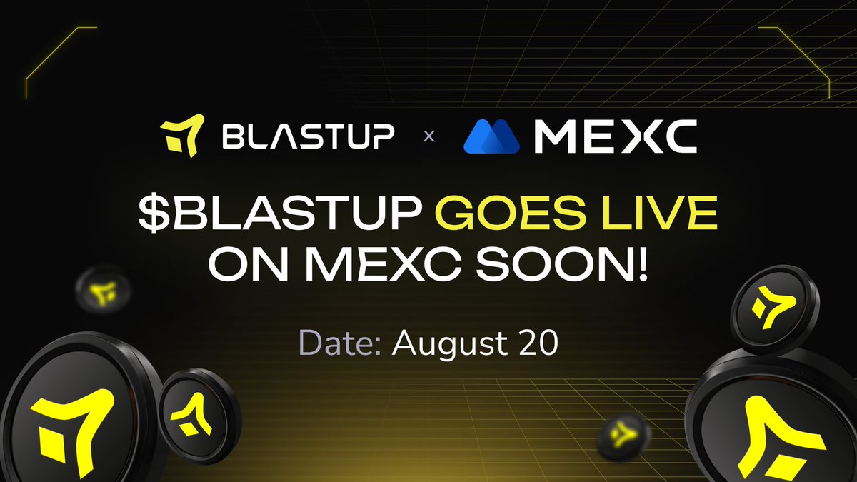 Blastup_io's tweet photo. We've got some thrilling news to share: $BLASTUP is soon listing on @MEXC_EN!

🔜 Date: August 20

What you need to know about MEXC:
🗓 Founded in 2018
🌍 Available in 170+ countries and regions
👥 Over 10 million users

🔗 https://t.co/6q2NYVLKFr

This marks a significant milestone for us. A huge thank you for being with us every step of the way leading up to this listing. Your support has been invaluable!