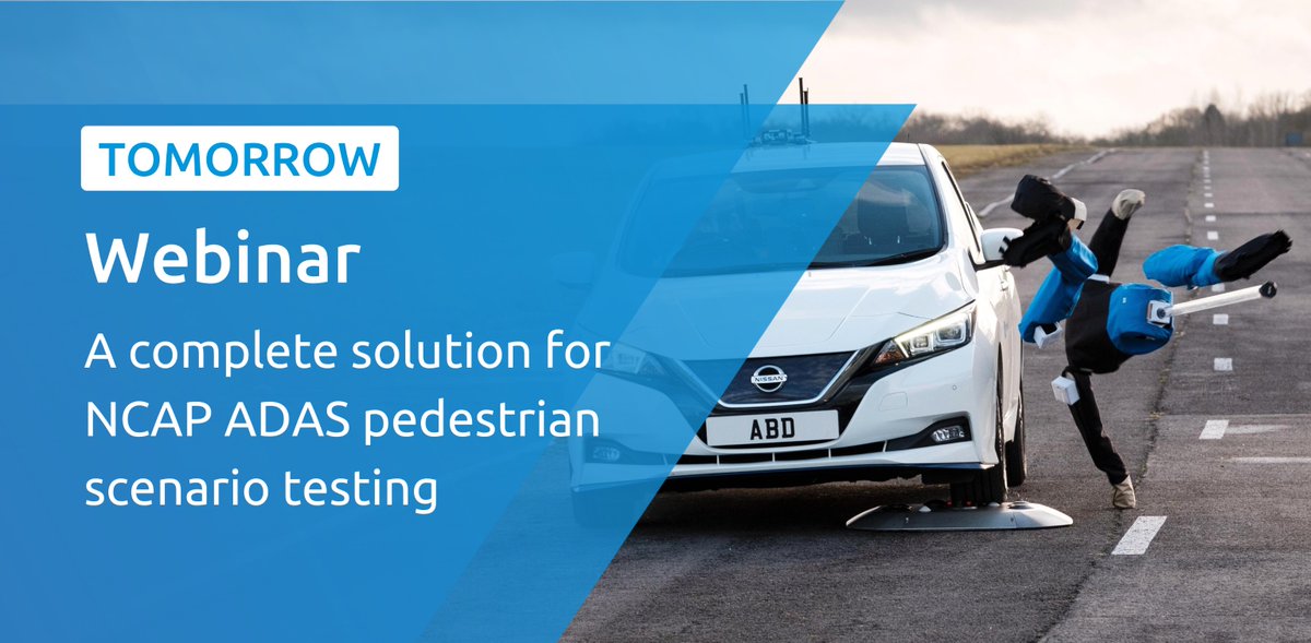 Tomorrow, we look forward to sharing insights on ADAS NCAP pedestrian scenario testing. Join us at 4:00 PM London | 5:00 PM Stuttgart | 11:00 AM Detroit. Register here – mobex.io/webinars/a-com…

#ADAS #NCAP #pedestrian #safety #saferroads