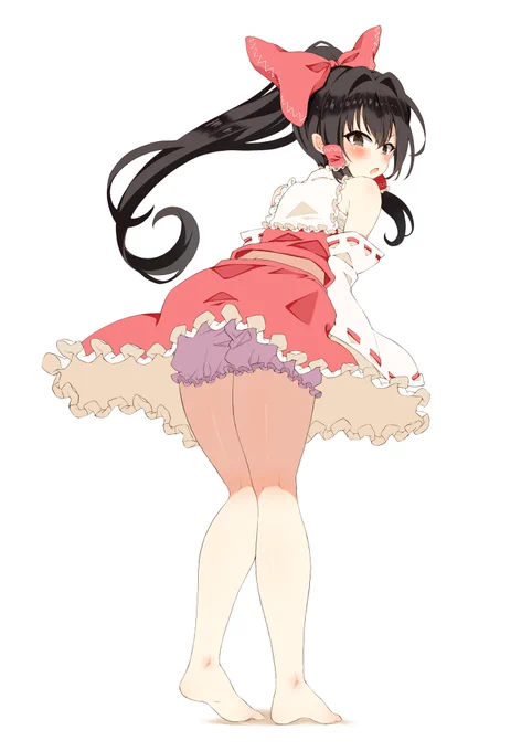 風に吹かれた霊夢ちゃん!「こら、どこ見てるのよ」#東方Project 