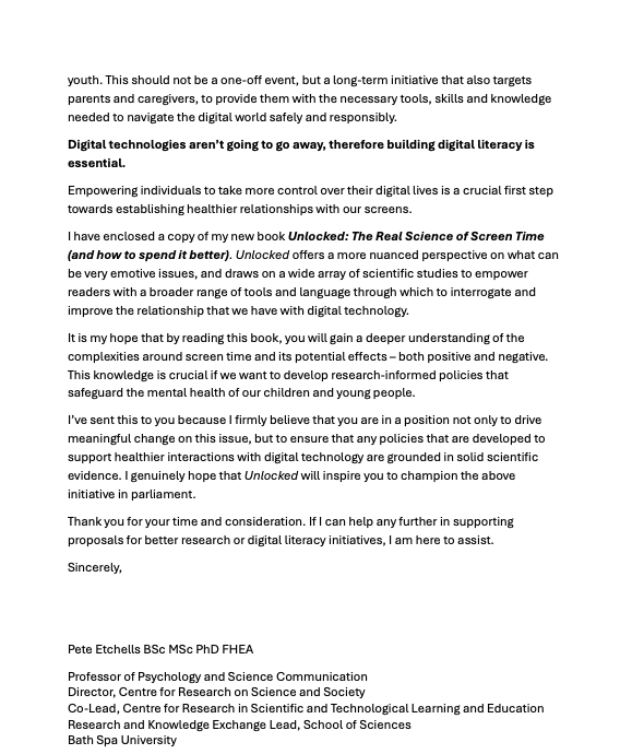 Prof Pete Etchells tweet media