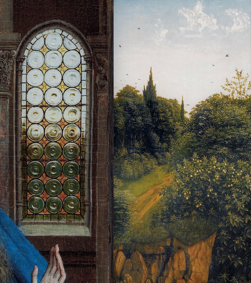archaeologyart's tweet photo. Detail from Annunciation, Jan van Eyck, ca. 1434-1436. https://t.co/R3GOdFlln1