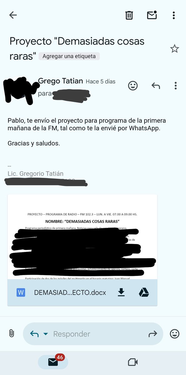 Hoy a las 7 de la mañana debería haber arrancado un programa periodístico en la <a href="/1023fmcba/">102.3 FM</a>. Hasta anoche a las 22 era el proyecto que propuse yo, titulado "Demasiadas cosas raras", tal como le envié al director artístico ante la salida del conductor habitual por retiro voluntario