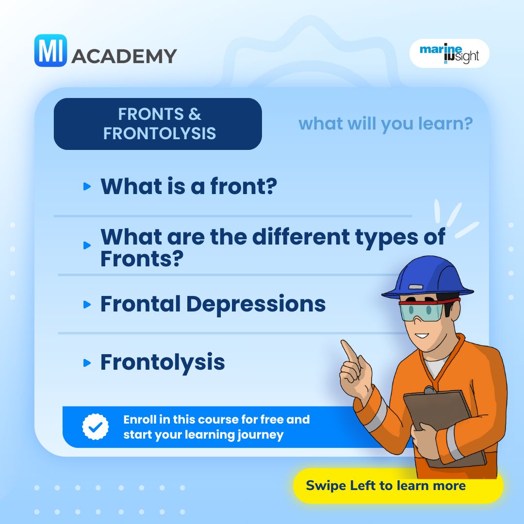 MarineInsight's tweet photo. 🧭 Ready to Master Fronts and Frontolysis?
🚤Enhance your #maritime expertise with our free #Fronts and #Frontolysis.
👉Are you ready to skill up? Visit #MarineInsight Academy!
🔗https://t.co/zqvu4DqWI8
#shipping #shippingindustry #maritimeindustry #maritimetraining https://t.co/WqstGaFhCd