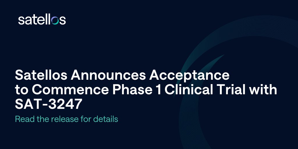 Today, we are excited to announce the acceptance of our regulatory filing that allows us to  begin our Phase 1 clinical trial with SAT-3247. We look forward to beginning enrollment in the study and dosing our first participant.

Read the release for more details: