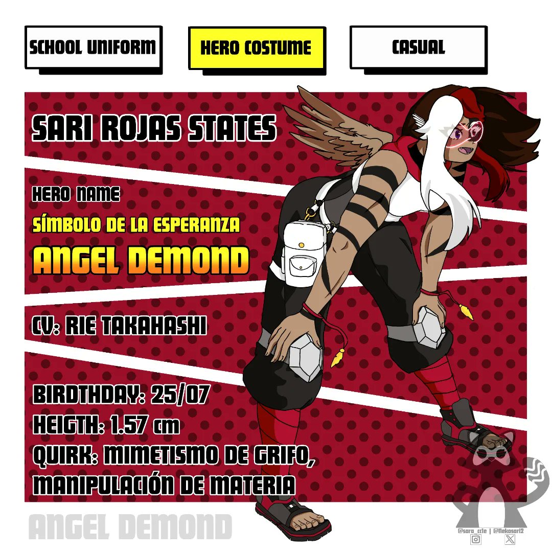 saracc_art's tweet photo. SARI ROJAS STATES🐈‍⬛🪽
Joven extranjera vive a Japón para cumplir sus sueños, ser una heroína y luchar por lo que cree correcto, conoce nuevas personas, crea vínculos importante, supera sus problemas y quien sabe, tal vez haya romance en su camino
#oc #OC #bnhaoc #mhaoc #BNHA #MHA https://t.co/RcpdolkM9W