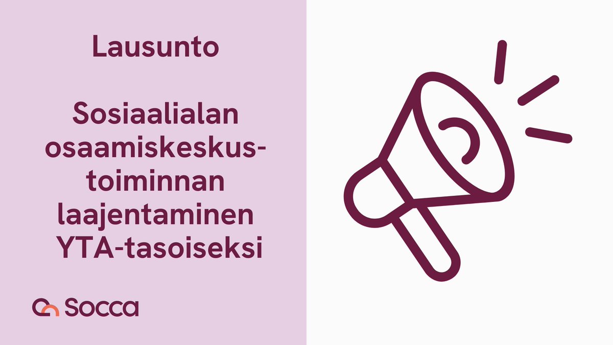 Socca kannattaa lausunnossaan sosiaalialan osaamiskeskustoiminnan laajentamista YTA-tasoiseksi. Tämä vahvistaisi TKKI-toimintaa ja sote-integraatiota. Pelkkä rakenteellinen ratkaisu ei kuitenkaan riitä, vaan toiminnalle on turvattava riittävä rahoitus.
👉socca.fi/files/10481/So…