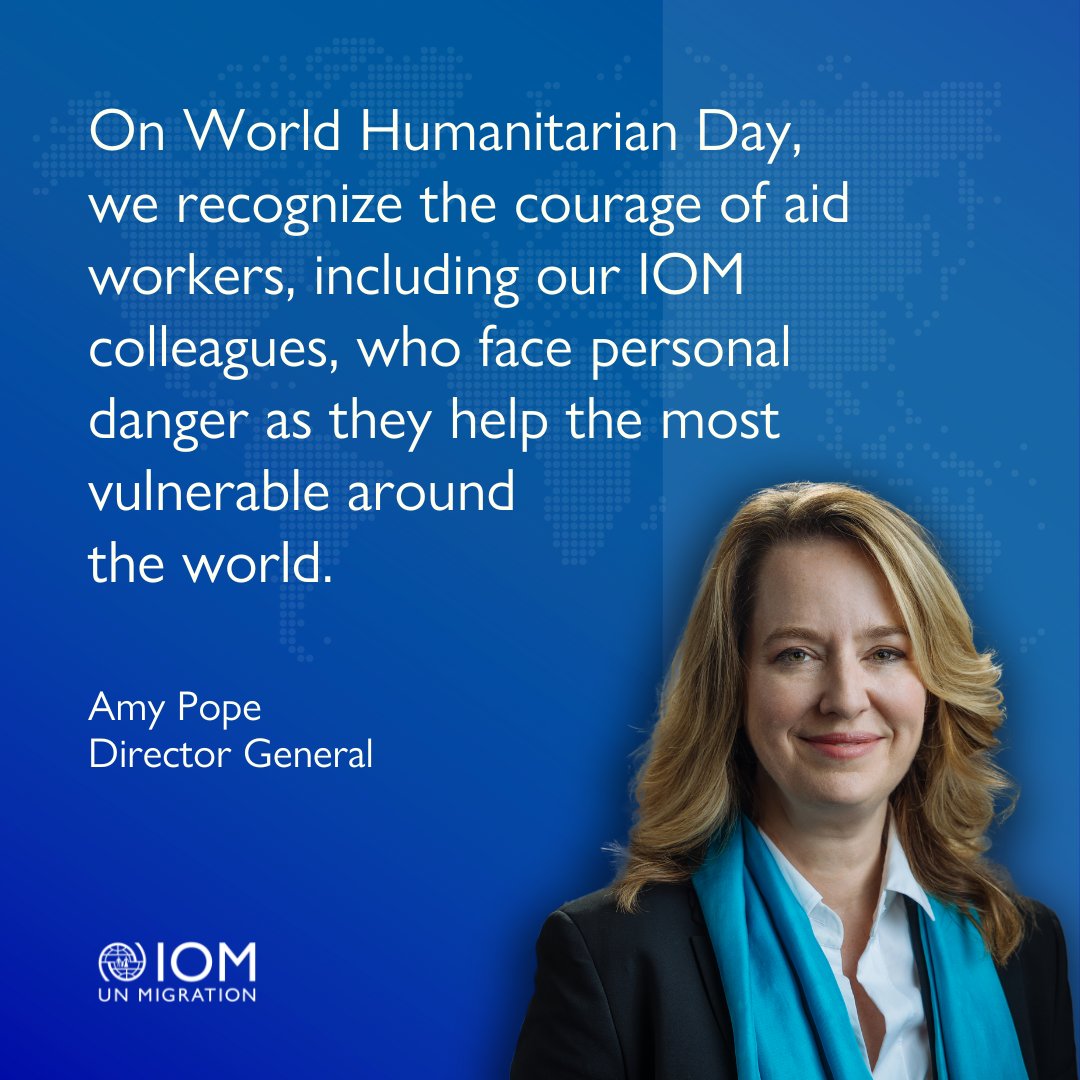 On World Humanitarian Day, we continue to #ActForHumanity

@IOMChief stands with those who continue to work to save lives, find solutions to displacement, and facilitate regular safe and regular pathways.