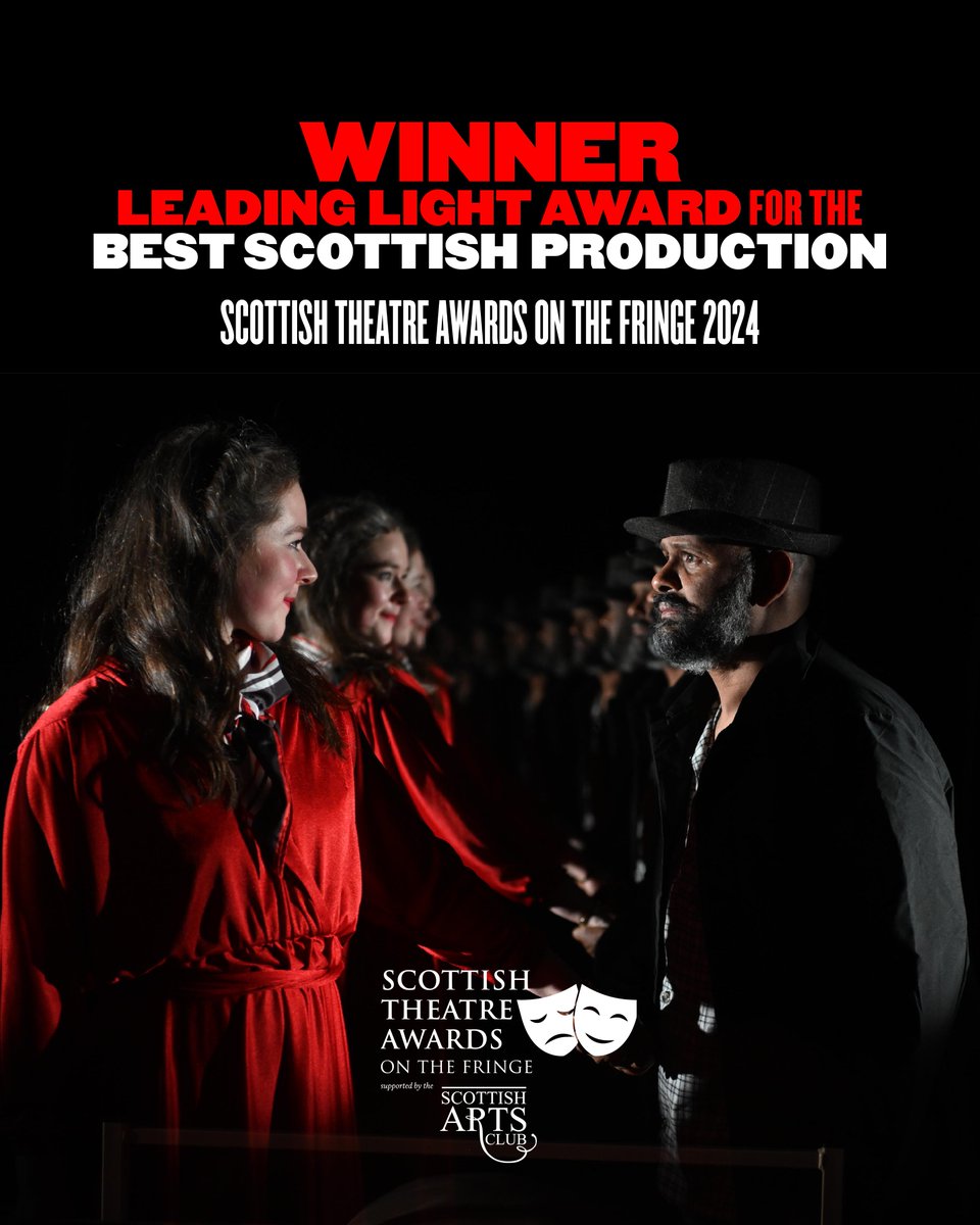 VPointTheatreCo's tweet photo. We are delighted to have been awarded the Leading Light Award (for the best Scottish production) by The Scottish Theatre Awards on the Fringe. 🙌
There is still time to catch Love Beyond running until 25th Aug at @assemblyfest, @edfringe.
🎟 https://t.co/7XCZELqbM8 https://t.co/mrrnTN0vXl