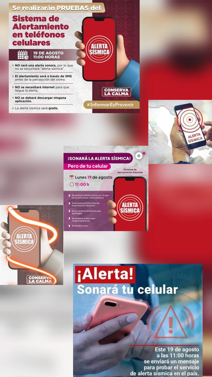 NOTICIAMORELOS1's tweet photo. 🔴🔊🔊| Este lunes 19 de agosto del 2024 se realizará Prueba de #AlertaSísmica en telefonía celular.

No te espantes; por esta razón sonará la alerta sísmica en tu celular el lunes 19 de agosto a las 11 de la mañana.

‼️🔊Comparte y no entres en pánico 🔴 https://t.co/qO0pzqywwu