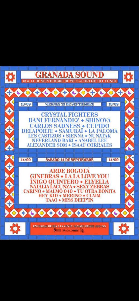 ‼️ NUEVO 📷 Se vende abono general para el Granada Sound 2024

Precio por md ✉️

#granadasound #ventaentradasgranadasound