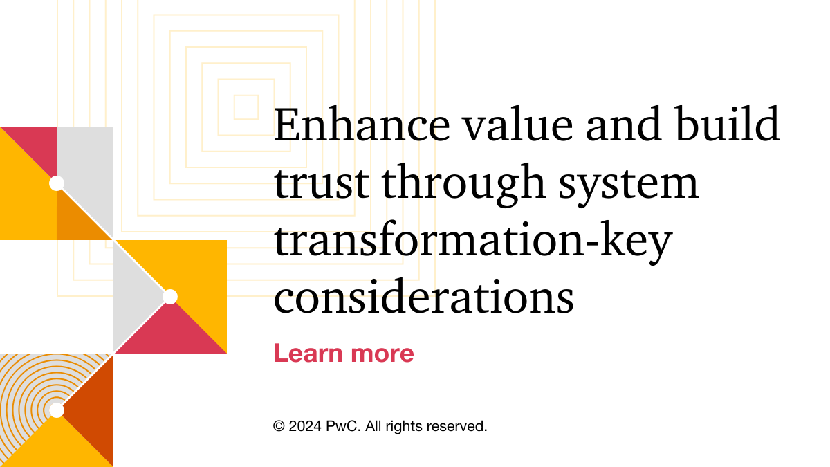 Bill_J_Donahue's tweet image. Having a risk mitigation mindset from the start can help you get the most from your system transformation investment. Hear what our specialists have to say about considering controls throughout the process. #SystemTransformation #Controls

pwc.to/3yVYXLU