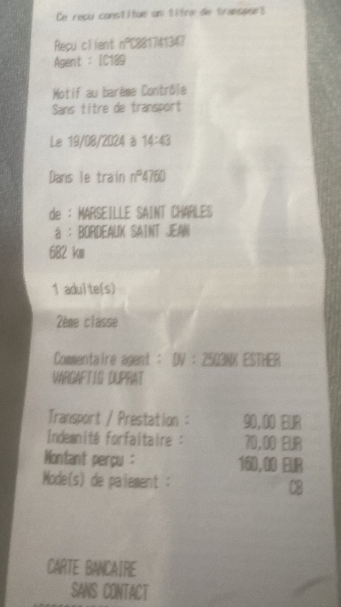Fin de vacances un peu sales. Merci la #SNCF qui verbalise une jeune de 16 ans ayant un pass rail mais ayant oublié sa CNI. Refus de considérer la copie du passeport et comme par hasard C’est le trajet le plus cher. Sncf pas cool.