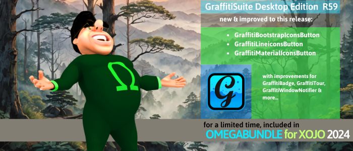 omegabundle's tweet image. GraffitiSuite Desktop Edition Release 59 Now Available. Improved #FontAwesome support, SVG rendering, bootstrap -like responsiveness &amp;amp; better textless buttons. A part of Omegabundle for #Xojo 2024 developer tool bundle for cross-platform app building.  bit.ly/3MceTwS
