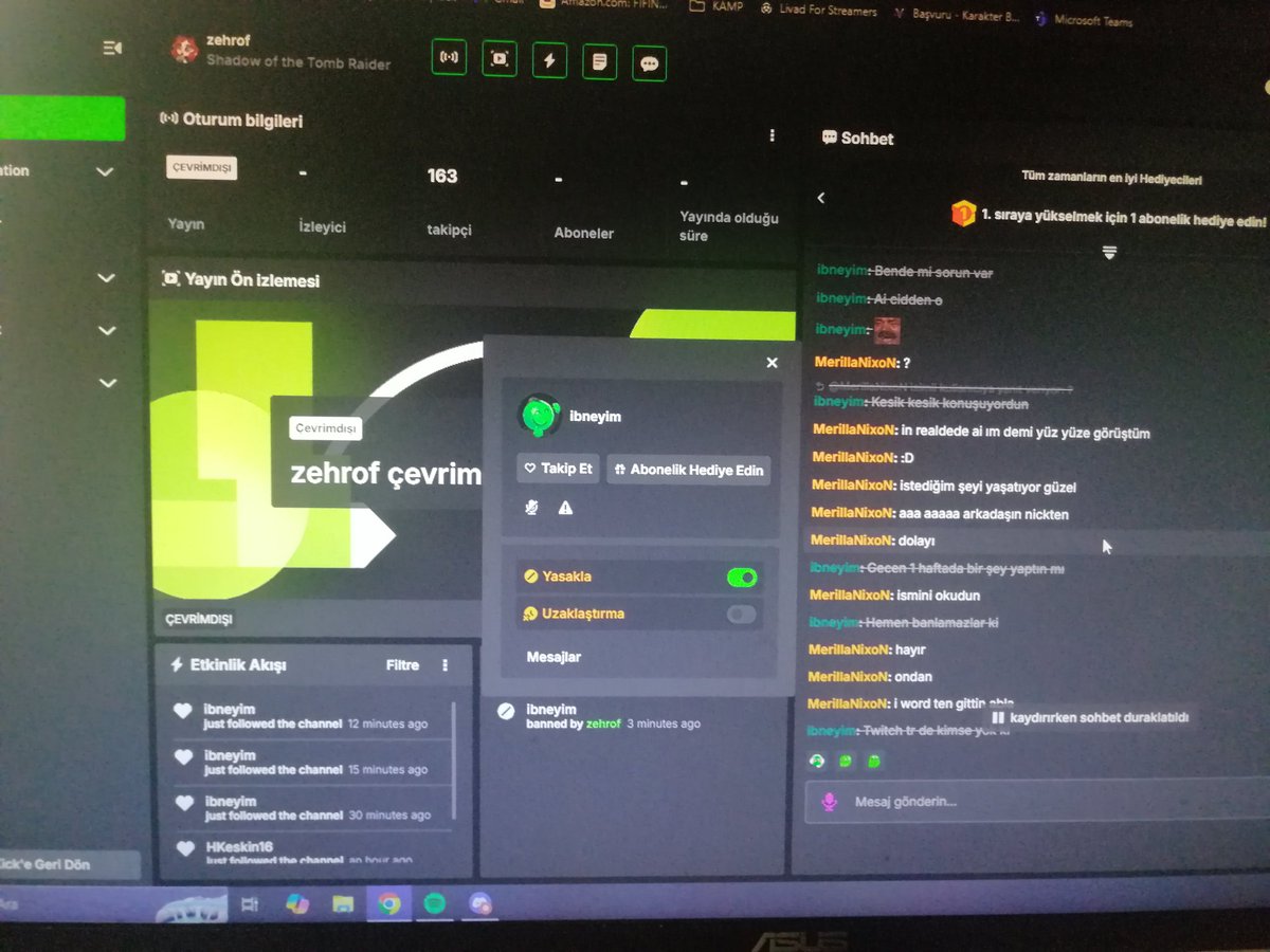 zehroff's tweet photo. @Twitch @jahreindota  oyun içerisinde bir anlık dalgınlıkla adamın nickini okudum ve twitchden nefret söylemi gerekçesi ile 1 hafta banlandım. Muhtemelen twitche gidip kendisi şikayet etti. Zaten pek de izlenen biri değilim ama bu nasıl bi tuzak? https://t.co/ylsNFYJoVy