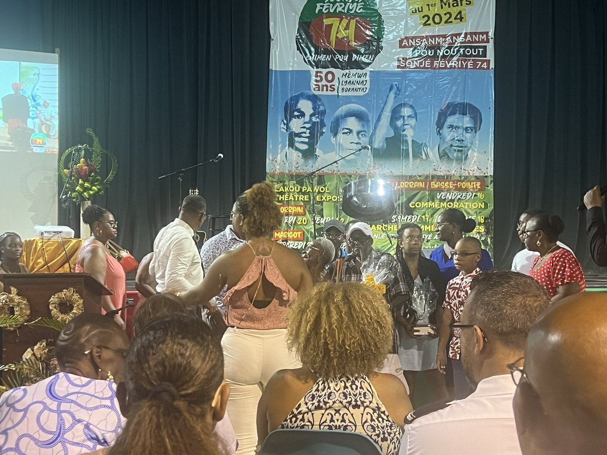 Inauguration rue Reynor Ilmany, ouvrier agricole victime de la répression lors de la grève de 02/1974. Merci à Justin Pamphile &amp; à son conseil municipal pour ce devoir de mémoire. Lorrain, terre d’hommes et de femmes engagés pour le respect de leurs droits &amp; centre de lutte en 74