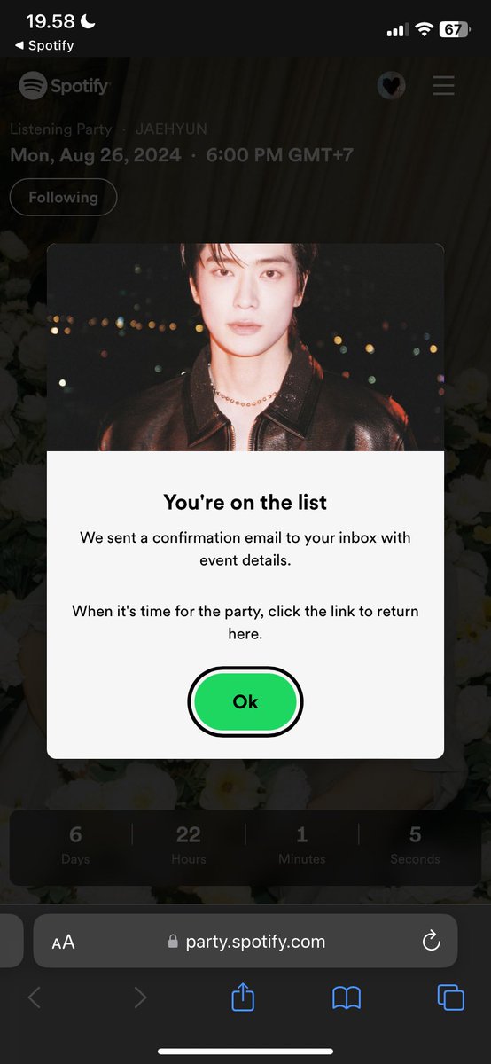 hi Vals and everyone who loves Jaehyun,

yuk join Jaehyun’s listening party di <a href="/SpotifyID/">Spotify Indonesia</a> 🥹 caranya gampang bgt! cukup akun Spotify Premium abis itu visit laman K-Pop ON! di Spotify terus pilih deh eventnya Jaehyun di Upcoming Listening Party -c-