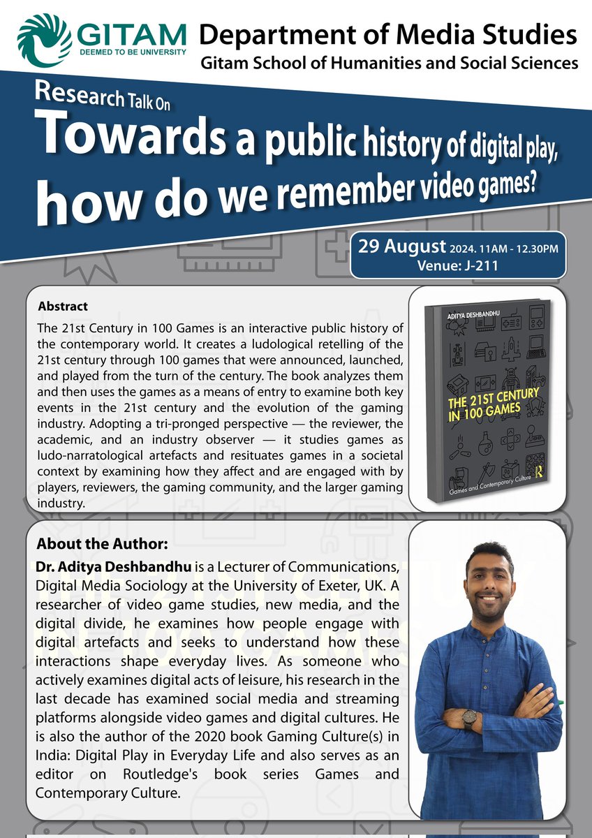 KanthSri168's tweet photo. Our next research talk is scheduled on 29 August 2024. We are very happy to welcome Dr. Aditya Deshbandhu @AdityaDeshbandu to our @GITAMUniversity Hyderabad campus. @UniofExeter https://t.co/otNM547Mmt