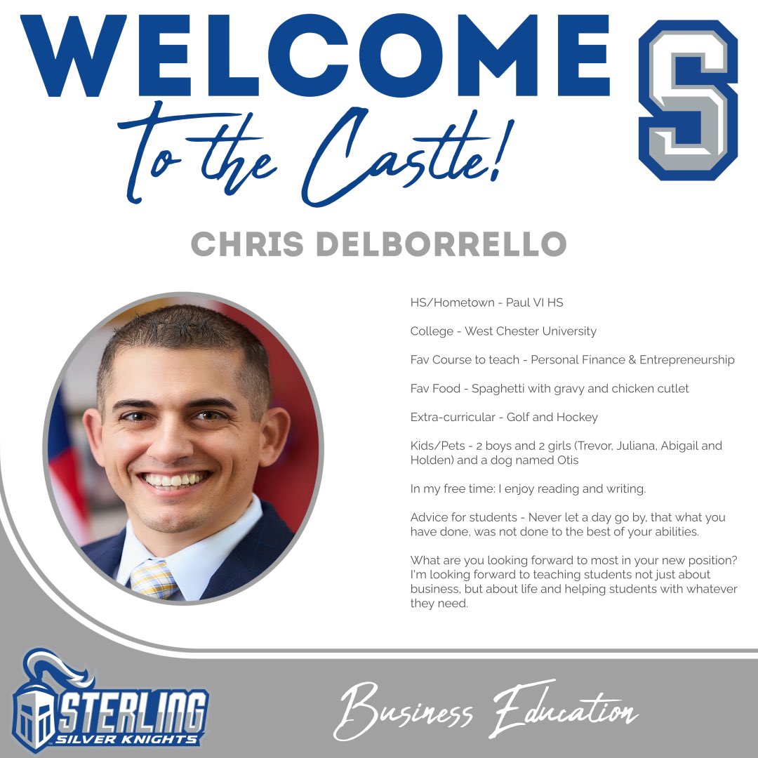 SHSPrincipalGKs's tweet photo. Excited for Mr. DelBorello to officially join our 2024 staff! https://t.co/B80JyghnNm