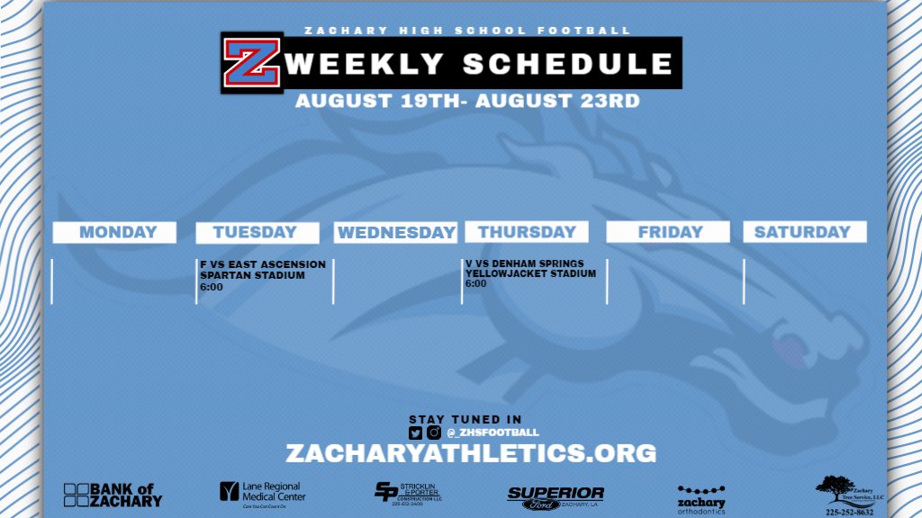 This weeks Bronco Football Schedule! #itsallabouttheZ